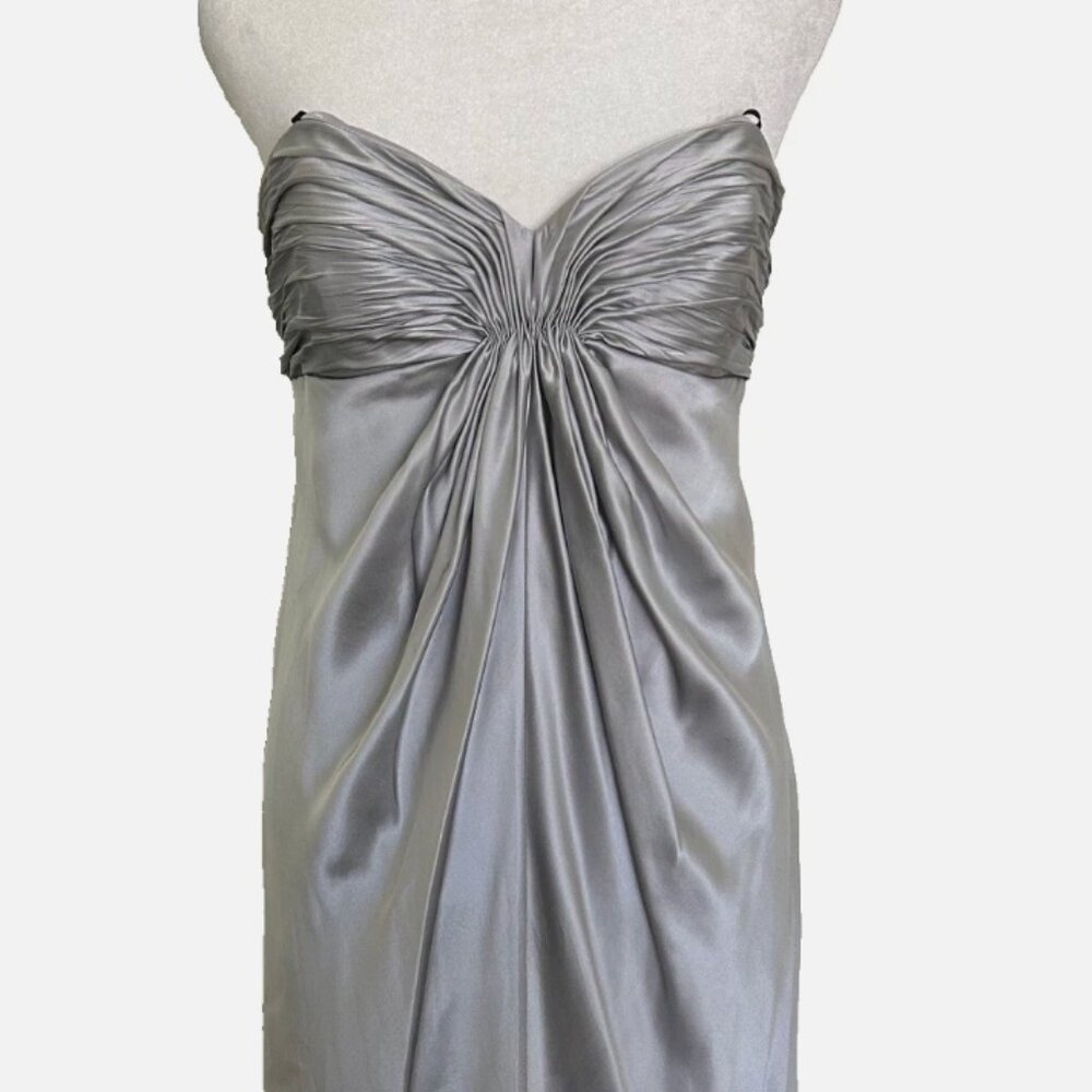 Laundry Black Label 100% Silk Strapless Evening Gown SZ12 Silver Wedding Events - Picture 2 of 15
